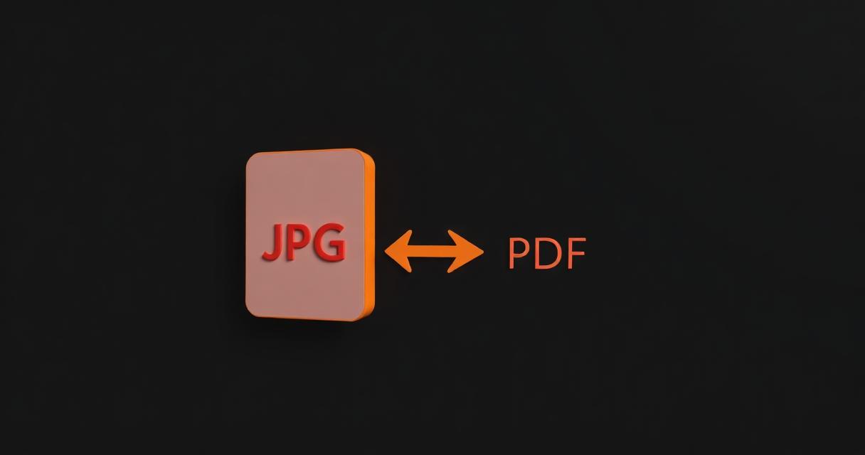 3D illustration of a JPG image being converted into a PDF document
