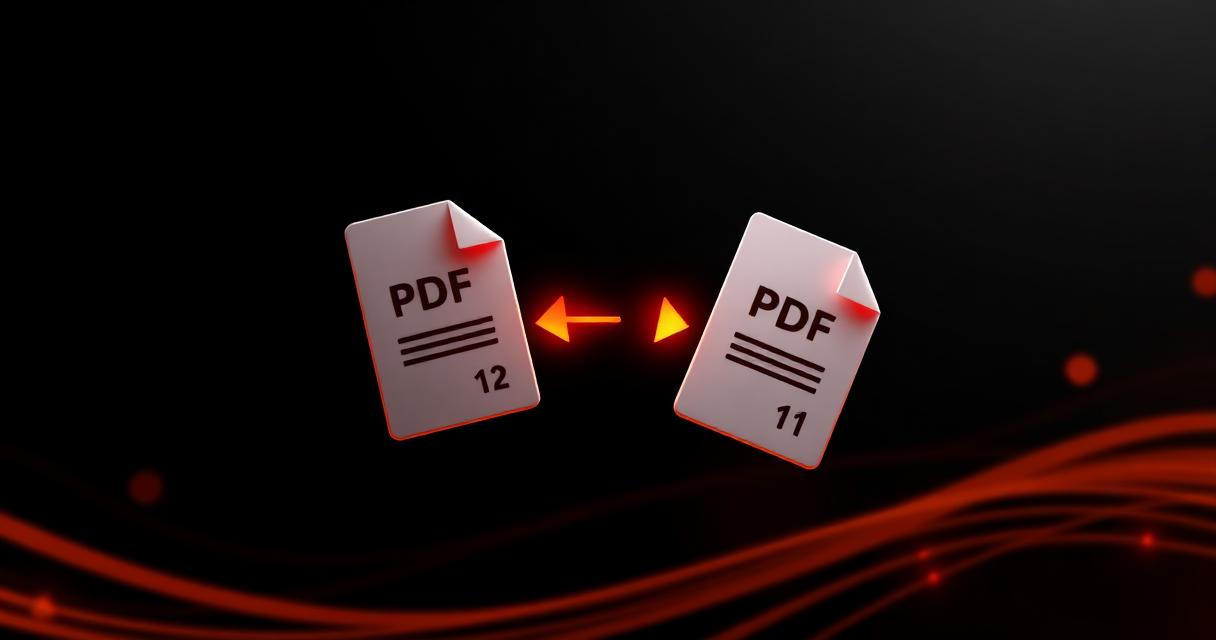 3D illustration of two PDF files merging into one combined document
