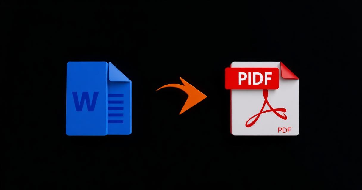 3D illustration of a Word DOCX document converting into a PDF file